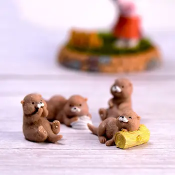1 ks Darček Bonsai Ornament Víla Záhradný domček pre bábiky Miniatúrne Vody Psa Animal Model Vydry Figúrka Micro Krajiny