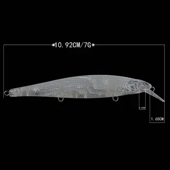 10pcs 10.92 cm/7g Transparentné Minnow Návnad Plávajúce Rybárske Nástrahy Ťažké, Umelé Návnady Rieši