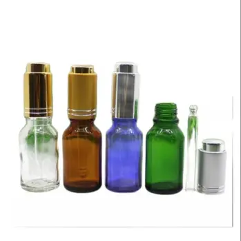15ml 50pcs priehľadná/modrá/zelená/hnedá sklenená fľaša s striebro čerpadla kvapkadla esenciálny olej sérum kvapaliny starostlivosť o pleť, kozmetické pack