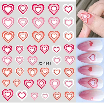 1PCS Gradient Farba Lásky Line Rose Nail Art Nálepky na Nechty, Dekorácie 3D Star Plameň Nail Art Nálepky na Nechty, Dodávky Stlačte na Nechty