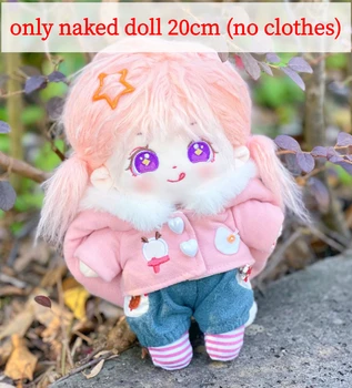 20 cm Plyšové Ľudských Bábika Obrázok Baby Doll s Ružovými Kučeravé Vlasy Roztomilé Tváre Bavlna Telo Bábiky Plnené Plushies Hračky, Darčekové Č Oblečenie