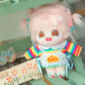 20 cm Plyšové Ľudských Bábika Obrázok Baby Doll s Ružovými Kučeravé Vlasy Plakať Tvár Bavlna Telo Bábiky Plnené Plushies Hračky, Darčekové Č Oblečenie