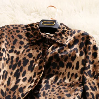 2021 jar nové ženské elegantné Leopard Single-breasted šifón rovné šaty dámske dlhý rukáv split elegantné šaty