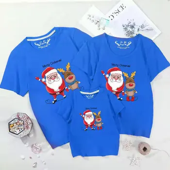 2021 Vianoce Rodine Zodpovedajúce Oblečenie List Tlač Krátke Sleeve T-shirts 9 Farieb Pre Maminku Otec A Dcéra Zodpovedajúce Oblečenie