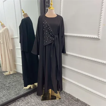 2022 Abaya Moslimské Oblečenie Žien, 2 Dielna Sada Večerné Šaty Perličiek Marocký Kaftan Bangladéš Islamské Oblečenie Jilbab Hidžáb Vestidos