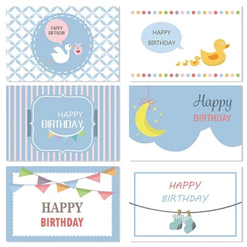 6PCS Balóny Happy Birthday Pohľadnice Vták Trojan Pohľadnice Pre Deti Narodeninové Pozvánky, Kvety Tortu Dekorácie, Darčeky