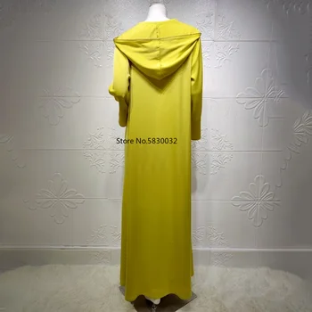 Abaya Dubaj Turecko Moslimskou Šaty S Kapucňou Ženy Marocký Kaftane Elegantná Dáma Islamské Oblečenie 2021 Eid Mubarak Djellaba Femme