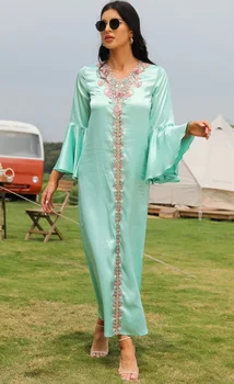 Abaya pre Ženy 2023 Moslimských Dubaj Arabských Pevné Ťažký Priemysel Výšivky dámske Šaty tvaru Dlhý Rukáv Šaty Ženské Oblečenie