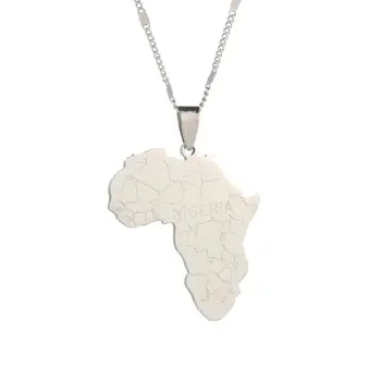 Afrika Mapa s Nigéria Prívesok Náhrdelníky Zlatá Farba Reťazca Šperky Afriky Mapy Pôvab Šperkov
