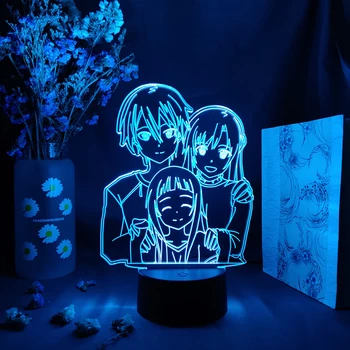 Anime Sword Art Online číselné Údaje SAO Kirigaya Kazuto Yuuki Asuna 3D LED Senzor Svetla Deti Spálňa Noc Dekorácie, Lampy, Manga Darček