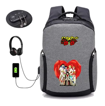 Anime Vysokej Školy DxD batoh USB Nabíjanie Batoh Muži ženy Anti thief Laptop taška Cestovný Batoh študent book bag 12 štýl