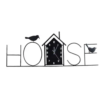 Bird House Nástenné Hodiny Non Tikot Tvorivé Black Minimalistický Visí Hodiny pre Jedáleň Kancelária Reštaurácia Dekorácie