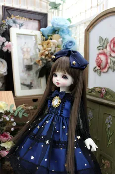 BJD Doll Oblečenie zodpovedá 1/3 1/4 1/6 Blythes Veľkosť námornícka modrá ročník minimalistické šaty bábiky príslušenstvo (Sukne + Tiara)