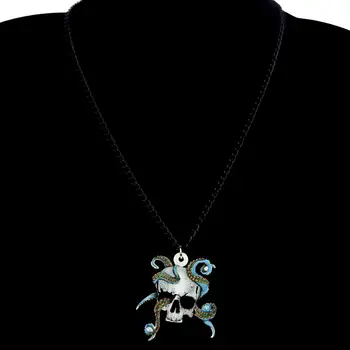 Bonsny Akryl Halloween Horror Octopus Lebky Náhrdelník Choker Príveskom Golier Reťazca Šperky Pre Ženy, Dievčatá Teens Darčekové Dekorácie