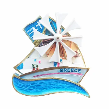 Chladnička magnet , gréckym suvenírom darček plavba veterný mlyn troch-dimenzionální ručne maľované dekoratívne umenie a remeslá spoločník darček
