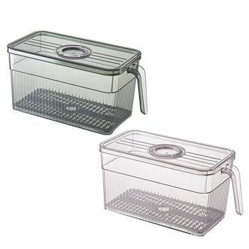 Chladnička Úložný Box Časomerné Udržať Čerstvé Potraviny Organizátor Box S Rukoväťou Transparentného Materiálu