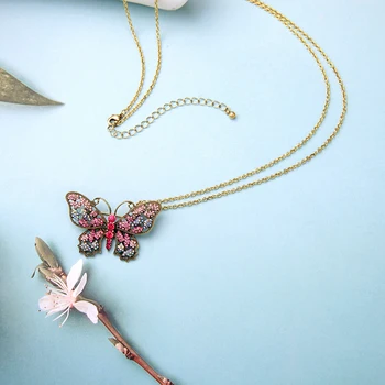 Crystal Motýľ, Prívesky, Náhrdelníky Zlatá Farba Dlhý Náhrdelník Pre Ženy, Darčeky Módne Šperky Sveter Reťaze
