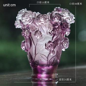 Desktop Luxusné Prívesok Crystal Art Arabských Domáce Dekorácie Orientálna High-end Ruže Kvet Dizajn Váza kvetináče vitráže Banku K