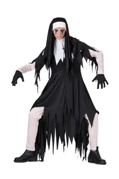 Halloween Party Kostým Čierne Ženy Sexy Mníšky Kostým Arabčina Náboženstvo Mních Ghost Jednotné Nepravidelný Šaty
