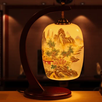 Jingdezhen Čínsky keramická stolná lampa, spálne, obývacia izba, jedáleň, výzdoba stola čítanie čína