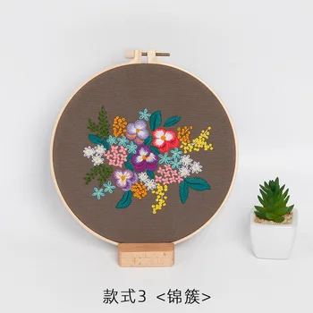 Kvet DIY Výšivky Art Kit Vzor Vytlačené Vyšívanie, Ručné Cross Stitch Bambusu Hoop Šitie Umenie Maľba Darček Domova
