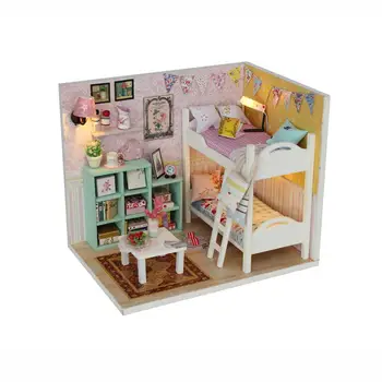 LIANYUN DIY Drevený domček pre bábiky DollHouses Miniatúrne Doll House Hračky pre Deti Darček k Narodeninám