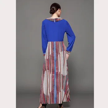Moslimské Oblečenie Moslimských Módne Ženy Župan Blue Print Šaty Dubaj Župan Blízkom Východe Abaya Turecko Dlhé Šaty Moslimské Oblečenie Donsignet