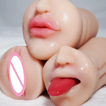 Muž Masturbator Pohár Sexuálne Hračky pre Mužov Simuluje Pošvy Ústne Análny Realistické Úst Erotický Sex Produkt Silikónové Lietadla Poháre