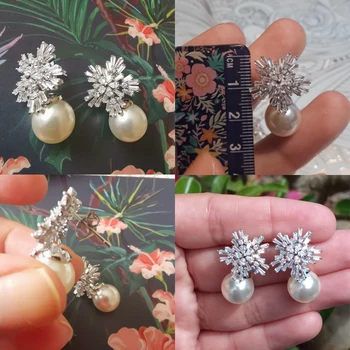 Móda Crystal Snowflake Pearl Šperky Pre Ženy Pearl Náušnice Snowflower Náhrdelníky Pre Dievčatá Pár Výročie Svadby Dary