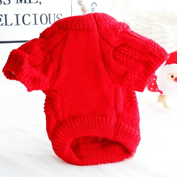 Móda Nový Rok Červený Sveter Psa Oblečenie Bowknot Pletené Oblečenie Psov Teplé Kawaii Mäkké Bežné Jeseň Zimné Trendy Mascotas