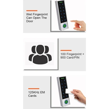 Nepremokavé Dotykové Tlačidlá, Fingerprint Access Control s 125KHz EM Card Reader DIY Elektroinštalácie-Free Systém Kontroly Prístupu Auta