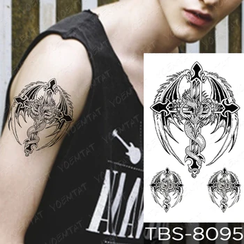 Nepremokavé Dočasné Tetovanie Nálepky Krídla Draka Kríž Flash Tatto Vlk Scorpion Totem Body Art Rameno Vody Prenos Falošné Tetovanie Mužov