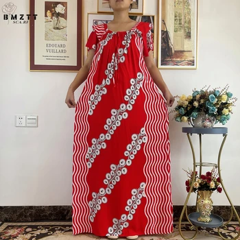 Nové Módne Afriky krátky rukáv ploché ramenný sukne abaya Bohemia Maxi kvet sukne bežné holiday fashion party šaty
