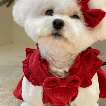 Pes červené šaty s lukom Psie oblečenie pre Psa maškarný šaty psa vianočné oblečenie, Oblečenie pre malé psy šteňa oblečenie 2022