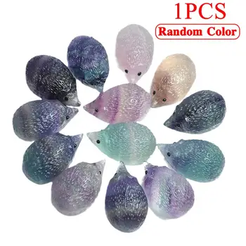 Prírodné Kremeň Ježko Vyrezávané Rainbow Fluorite Crystal Dekorácie Kameň Liečivých Ozdoby Ježko Remesiel C5t8