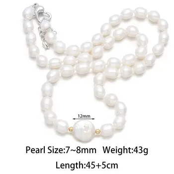 Prírodné Sladkovodné Nepravidelný Pearl 7-8 Mm Náhrdelník Pre Elegantné Ženy, Svadobné Šaty Darček