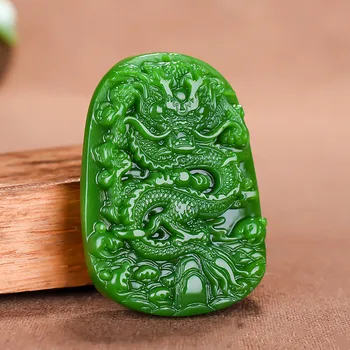 Prírodné Zelené Ručne Vyrezávané Zverokruhu Jade Dragon Prívesok Módne Šperky Mužov a Žien Zverokruhu Dragon Náhrdelník