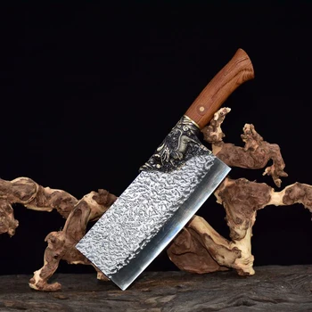 Sicing nôž Domácnosť kuchynský nôž Longquan ručne kované kuchynský nôž retro vintage kuchár nôž drôtu rezného nástroja