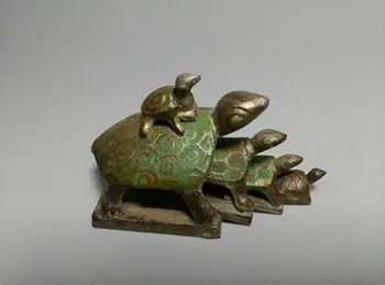 Staré Čínske bronz, meď dlhovekosť rodine bohatstvo, šťastie, korytnačka socha