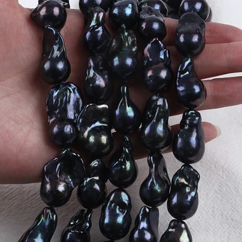 Stredne veľké Čierne Barokový prírodné sladkovodné voľné perly pre Šperkov AAAA Triedy