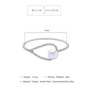 Strieborné Farebné Módne Šperky Crystal Kúzlo Náramok Pre Ženy Elegantné Imitácia Perly Akryl Bangles Príslušenstvo