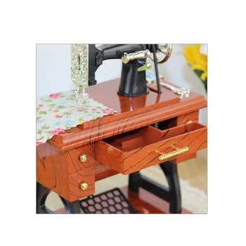 Stroj Box Šitie Vintage Sartorius Mini Hudobné Hračky Dekor Simulácia Sweing Model Cvok Handmechanism Socha Retro