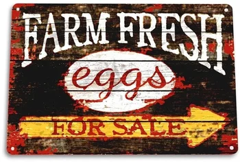 TIN PRIHLÁSIŤ Farmy Čerstvé Vajcia Predaj Chata Farrm Sliepky Rustikálny Dom Dekor