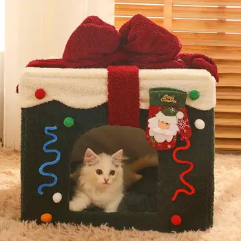 Vianočné Mačka Posteľ Domu Domáce Mačky Posteľ Self-Otepľovanie Mačka Jaskyňa Indoor/Outdoor Teplú Posteľ Pre Mačiatka A Malé Psy