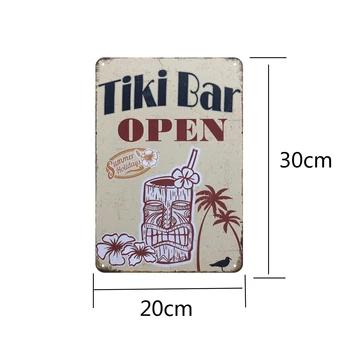 Vintage Kovové Znamení Tiki Bar Otvorené Letné Prázdniny Tiki Hot Milujem Varenie s Vínom pre Bar Dekorácie, Kuchynské Retro Dekor