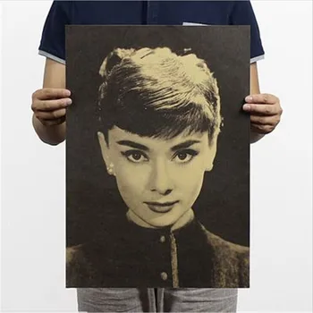 Vintage Poster Audrey Hepburn Cowhide Papier Filmový Plagát Ozdobu Údaje Hollywood Vintage Filmový Plagát 51*35 CM