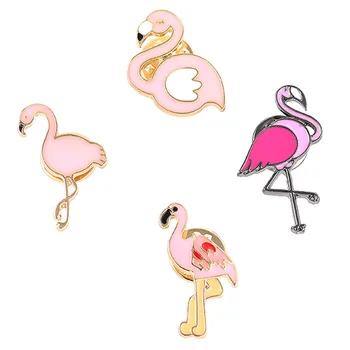 Vták Flamingo Brošňa Pin pre Ženy, Mužov Roztomilý Ružových Plameniakov Zvierat Klopě Pin Olej Drop Smalt Kolíky Brošňa Odznak Šperky Corsage