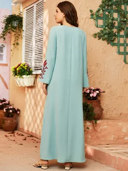 Wepbel Eid Moslimských Abaya Ramadánu Islamské Oblečenie dámske Kvetinové Vyšívané Šaty Djellaba Turecko Kaftan Voľné Big Swing Abaya