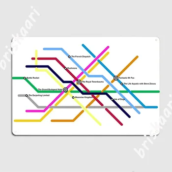 Wes Anderson Filmy Metro Dizajn Plagátu Kovová Doska Garáž Klub Vytvoriť Klub Domov Nástenné Maľby Tin Prihlásiť Plagáty