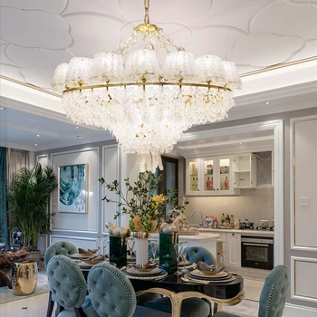 Yiyingart osvetlenie villa obývacia izba lampa Americký spálňa krištáľový luster jednoduché medi jedáleň led Luster